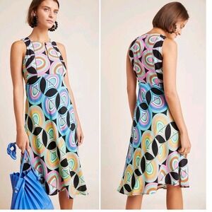Anthropologie Sleeveless Geometric Print Asymmetrical‎ Hem Midi Dress